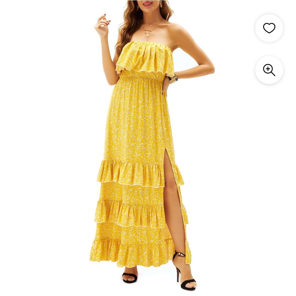 NWT Yellow Strapless floral dress